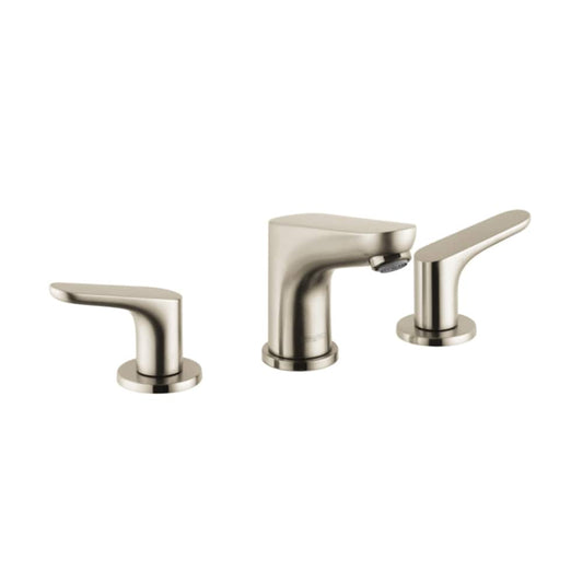 Hansgrohe Focus Brushed nickel Widespread 2-handle WaterSense Low-arc Residential Handle Bathroom Sink Faucet with Drain