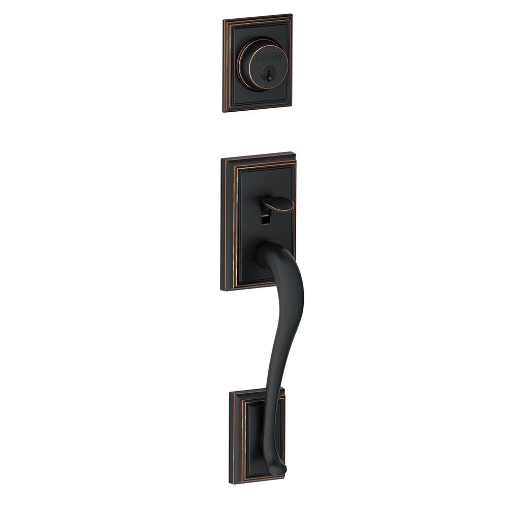 Schlage F Series Aged Bronze Single Deadbolt Entry Door Exterior Handle F58ADD716