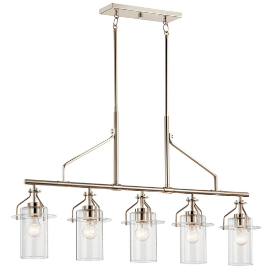 Kichler Everett 5 -Light Brushed Nickel Industrial For Use in Bedrooms, Dining Rooms, Foyers, Kitchens, Living Rooms Chandelier