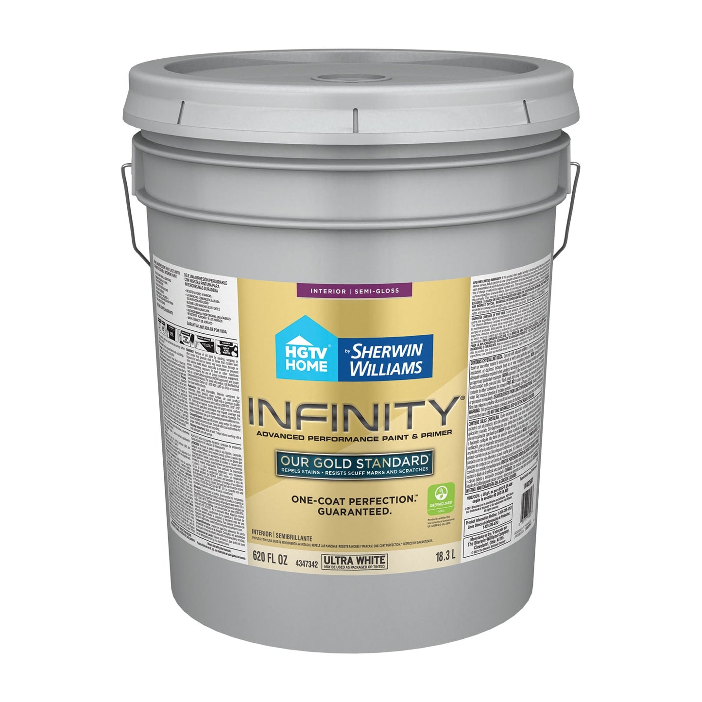 HGTV HOME by Sherwin-Williams Infinity Semi-gloss Ultra White Tintable Interior Paint Paint + Primer ( 5-gallon )