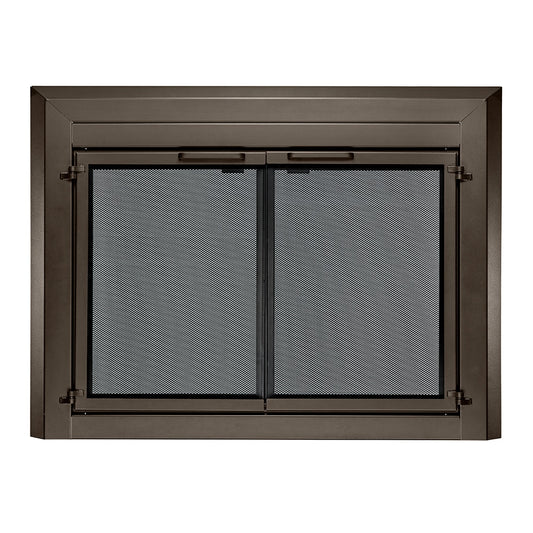allen + roth Chester Oil Rubbed Bronze 36-in to 43-in W x 25-1/2-in to 32-1/2-in H (Large) Cabinet-style Fireplace Doors with Tempered Smoke Glass