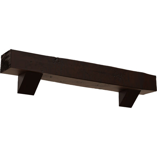 Ekena Millwork 84-in W x 6-in H x 8-in D Hickory (Premium) Hollow Urethane Rustic Fireplace Mantel MANUKP06X08X84BKZH
