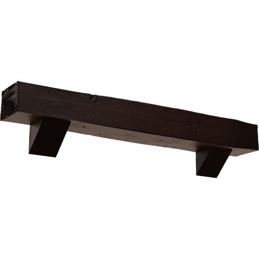 Ekena Millwork 60-in W x 6-in H x 8-in D Mahogany (Premium) Hollow Urethane Rustic Fireplace Mantel MANUKP06X08X60BKZM