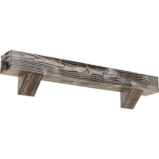 Ekena Millwork 48-in W x 4-in H x 4-in D Pine (Burnished) Hollow Urethane Rustic Fireplace Mantel MANUSD04X04X48BKBP
