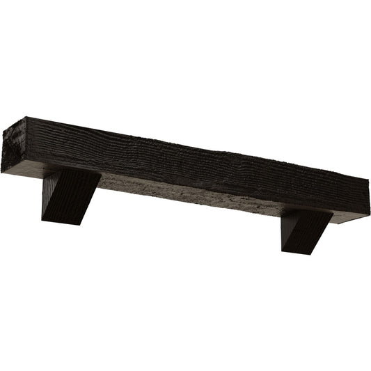 Ekena Millwork 60-in W x 8-in H x 8-in D Walnut (Premium) Hollow Urethane Rustic Fireplace Mantel MANURS08X08X60BKZW