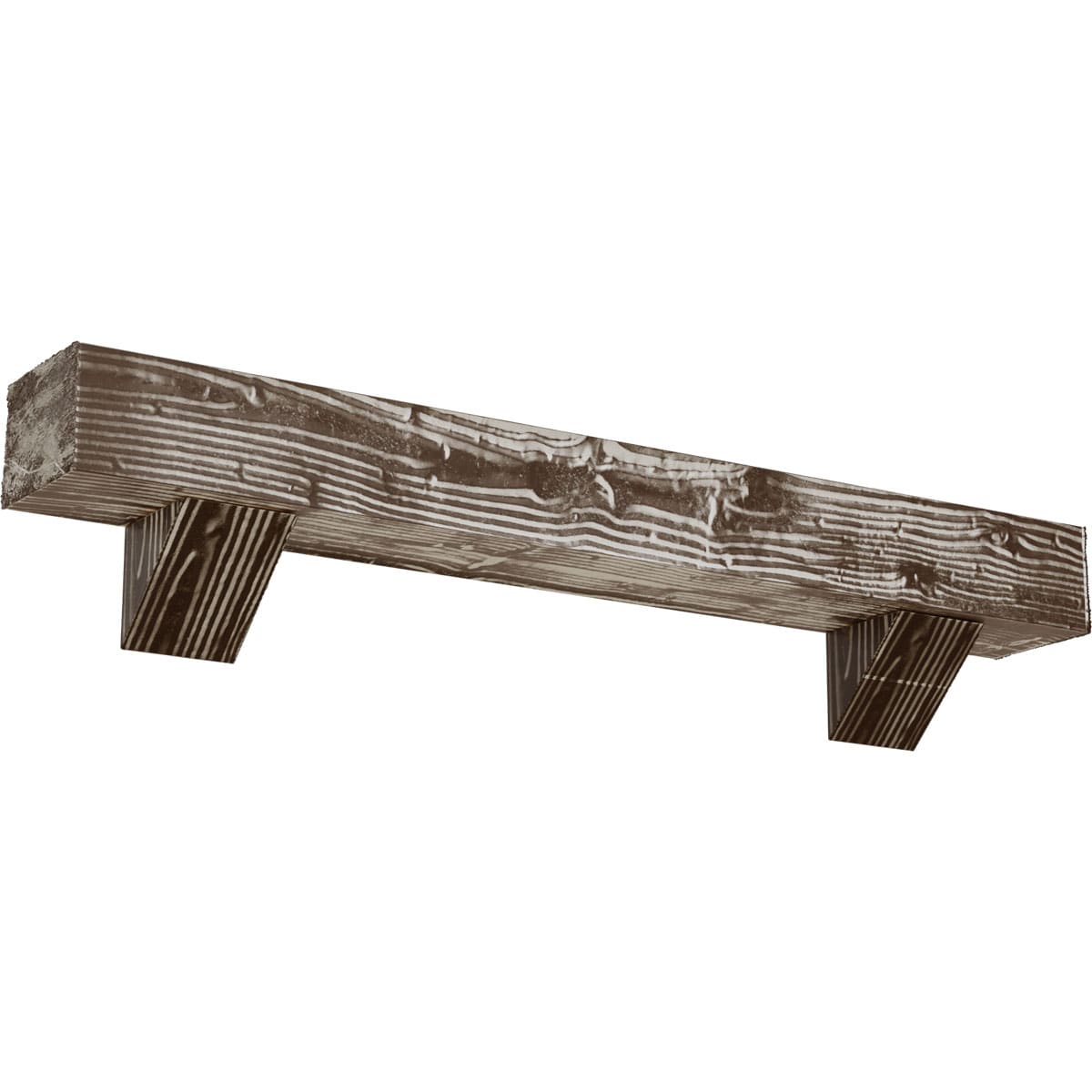 Ekena Millwork 72-in W x 8-in H x 10-in D Mahogany (Vintage) Hollow Urethane Rustic Fireplace Mantel MANUSD08X10X72BKVM