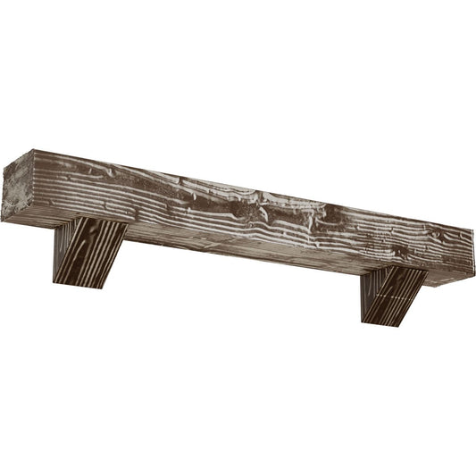 Ekena Millwork 72-in W x 8-in H x 10-in D Mahogany (Vintage) Hollow Urethane Rustic Fireplace Mantel MANUSD08X10X72BKVM