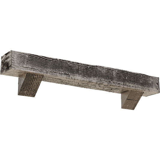 Ekena Millwork 60-in W x 4-in H x 4-in D Pine (Burnished) Hollow Urethane Rustic Fireplace Mantel MANURS04X04X60BKBP