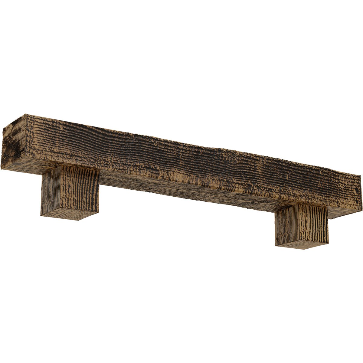 Ekena Millwork 84-in W x 6-in H x 10-in D Golden Oak (Natural) Hollow Urethane Rustic Fireplace Mantel MANURS06X10X84AONG