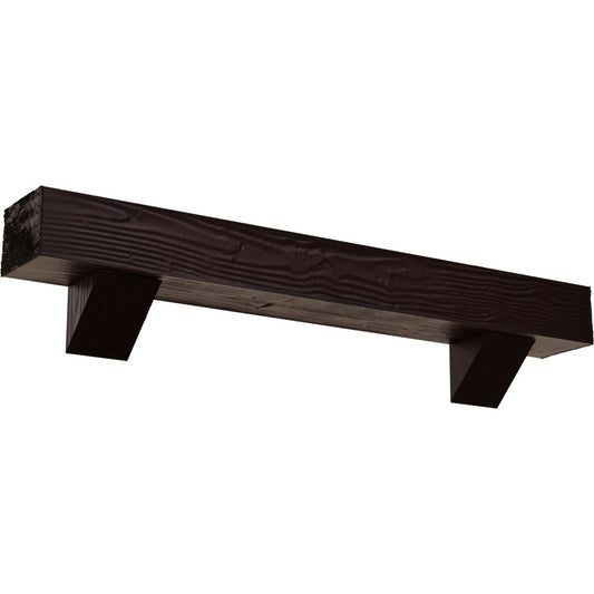 Ekena Millwork 72-in W x 6-in H x 8-in D Cherry (Premium) Hollow Urethane Rustic Fireplace Mantel MANUSD06X08X72BKZY