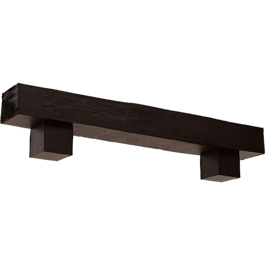 Ekena Millwork 36-in W x 4-in H x 8-in D Mahogany (Premium) Hollow Urethane Rustic Fireplace Mantel MANURC04X08X36AOZM