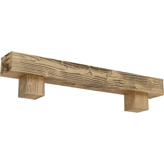 Ekena Millwork 48-in W x 4-in H x 4-in D Pine (Natural) Hollow Urethane Rustic Fireplace Mantel MANUSD04X04X48AOPP
