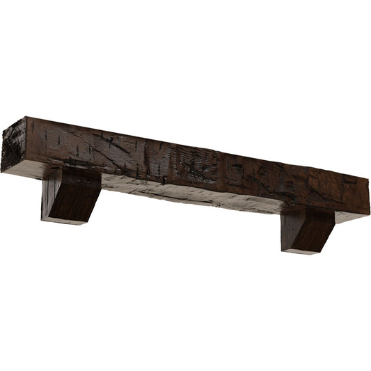 Ekena Millwork 48-in W x 8-in H x 8-in D Aged (Premium) Hollow Urethane Rustic Fireplace Mantel MANUHH08X08X48ASZD