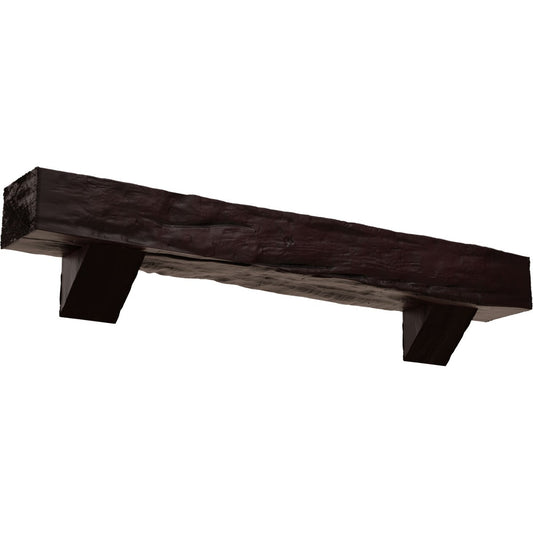 Ekena Millwork 60-in W x 6-in H x 10-in D Cherry (Premium) Hollow Urethane Rustic Fireplace Mantel MANURW06X10X60BKZY