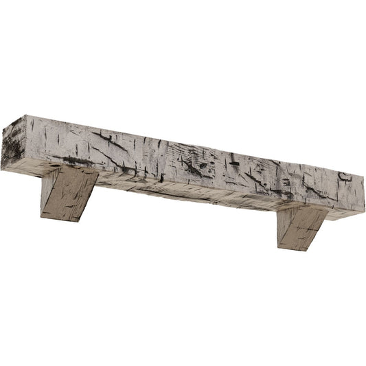 Ekena Millwork 72-in W x 6-in H x 8-in D Pine (Burnished) Hollow Urethane Rustic Fireplace Mantel MANUHH06X08X72BKBP