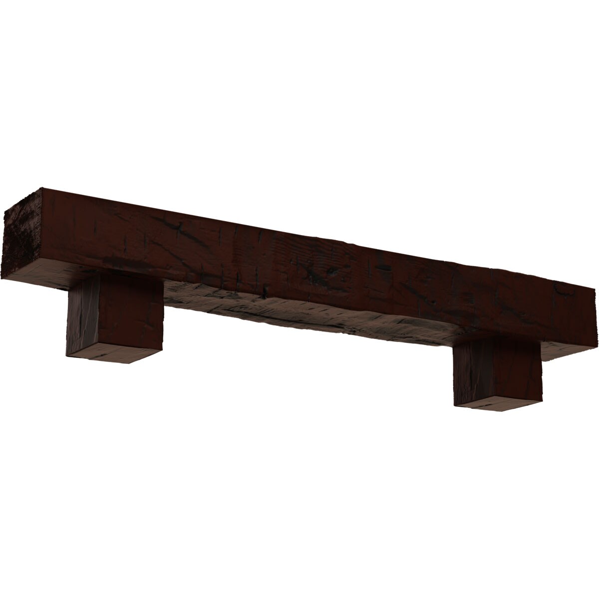 Ekena Millwork 48-in W x 6-in H x 6-in D Pecan (Natural) Hollow Urethane Rustic Fireplace Mantel MANUHH06X06X48AOPE