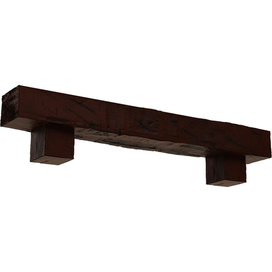 Ekena Millwork 48-in W x 6-in H x 6-in D Pecan (Natural) Hollow Urethane Rustic Fireplace Mantel MANUHH06X06X48AOPE