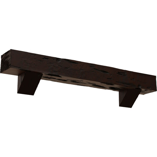Ekena Millwork 72-in W x 8-in H x 12-in D Hickory (Premium) Hollow Urethane Rustic Fireplace Mantel MANUPC08X12X72BKZH