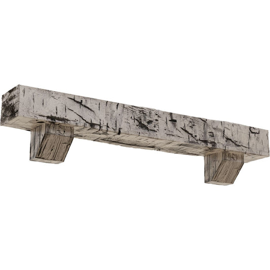 Ekena Millwork 72-in W x 8-in H x 12-in D Pine (Burnished) Hollow Urethane Rustic Fireplace Mantel MANUHH08X12X72ASBP