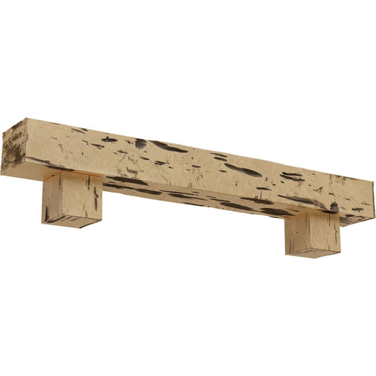Ekena Millwork 60-in W x 6-in H x 10-in D Pine (Natural) Hollow Urethane Rustic Fireplace Mantel MANUPC06X10X60AOPP