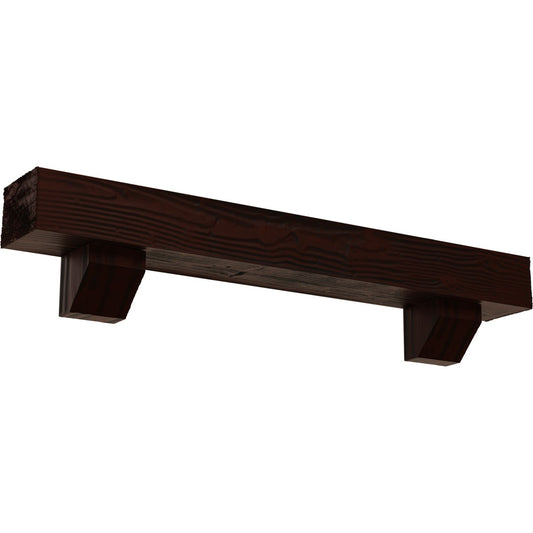 Ekena Millwork 60-in W x 6-in H x 6-in D Pecan (Natural) Hollow Urethane Rustic Fireplace Mantel MANUSD06X06X60ASPE