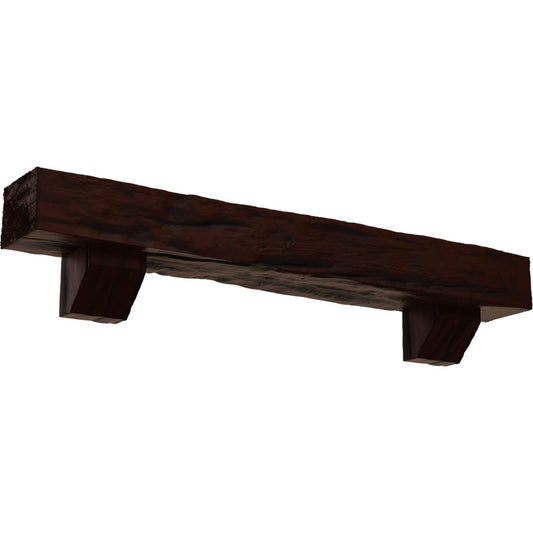 Ekena Millwork 48-in W x 6-in H x 8-in D Pecan (Natural) Hollow Urethane Rustic Fireplace Mantel MANURW06X08X48ASPE