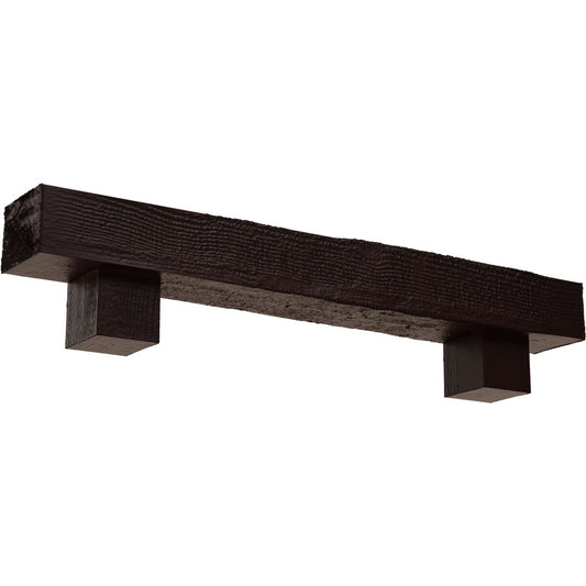 Ekena Millwork 36-in W x 6-in H x 10-in D Cherry (Premium) Hollow Urethane Rustic Fireplace Mantel MANURS06X10X36AOZY