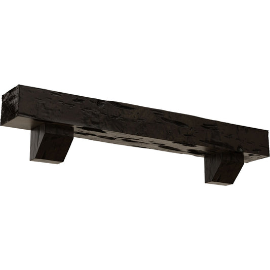 Ekena Millwork 48-in W x 6-in H x 8-in D Walnut (Premium) Hollow Urethane Rustic Fireplace Mantel MANUPC06X08X48ASZW