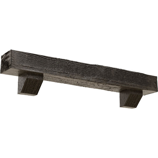 Ekena Millwork 36-in W x 6-in H x 6-in D Honey Dew (Burnished) Hollow Urethane Rustic Fireplace Mantel MANURS06X06X36ASBD