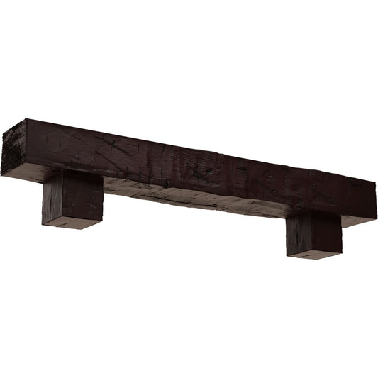Ekena Millwork 72-in W x 6-in H x 10-in D Cherry (Premium) Hollow Urethane Rustic Fireplace Mantel MANUHH06X10X72AOZY