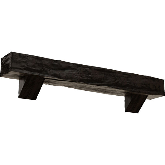 Ekena Millwork 84-in W x 8-in H x 8-in D Walnut (Premium) Hollow Urethane Rustic Fireplace Mantel MANURW08X08X84BKZW