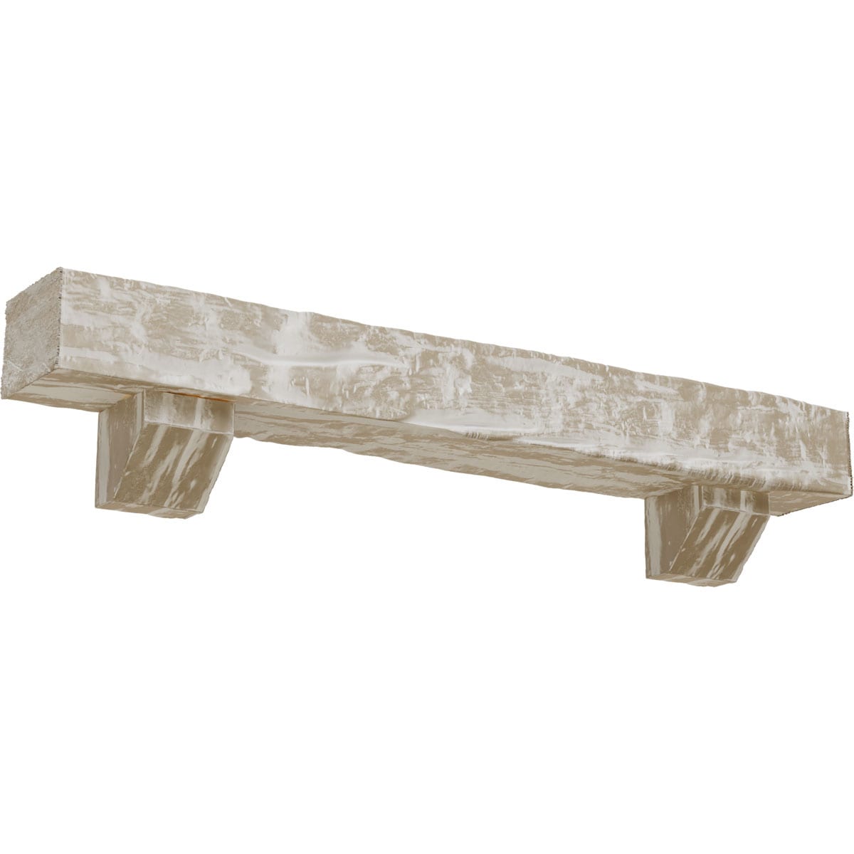 Ekena Millwork 72-in W x 8-in H x 8-in D White Washed Hollow Urethane Rustic Fireplace Mantel MANURW08X08X72ASWH
