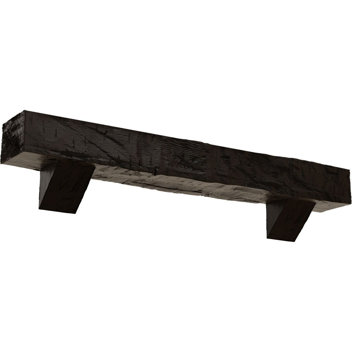 Ekena Millwork 48-in W x 6-in H x 8-in D Walnut (Premium) Hollow Urethane Rustic Fireplace Mantel MANUHH06X08X48BKZW