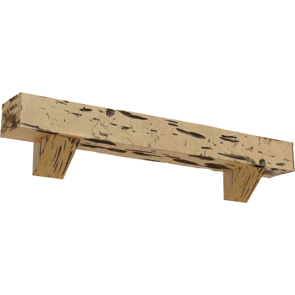 Ekena Millwork 72-in W x 4-in H x 4-in D Pine (Natural) Hollow Urethane Rustic Fireplace Mantel MANUPC04X04X72BKPP
