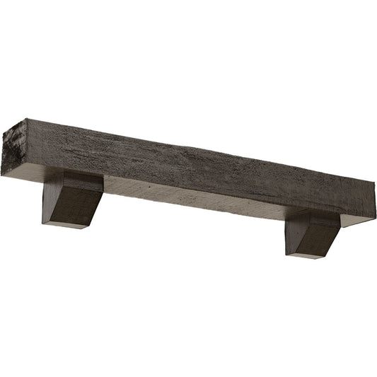 Ekena Millwork 72-in W x 4-in H x 6-in D Honey Dew (Burnished) Hollow Urethane Rustic Fireplace Mantel MANURC04X06X72ASBD