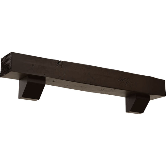 Ekena Millwork 84-in W x 8-in H x 10-in D Mahogany (Natural) Hollow Urethane Rustic Fireplace Mantel MANUKP08X10X84ASNM