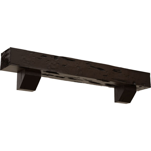 Ekena Millwork 48-in W x 8-in H x 10-in D Mahogany (Natural) Hollow Urethane Rustic Fireplace Mantel MANUPC08X10X48ASNM
