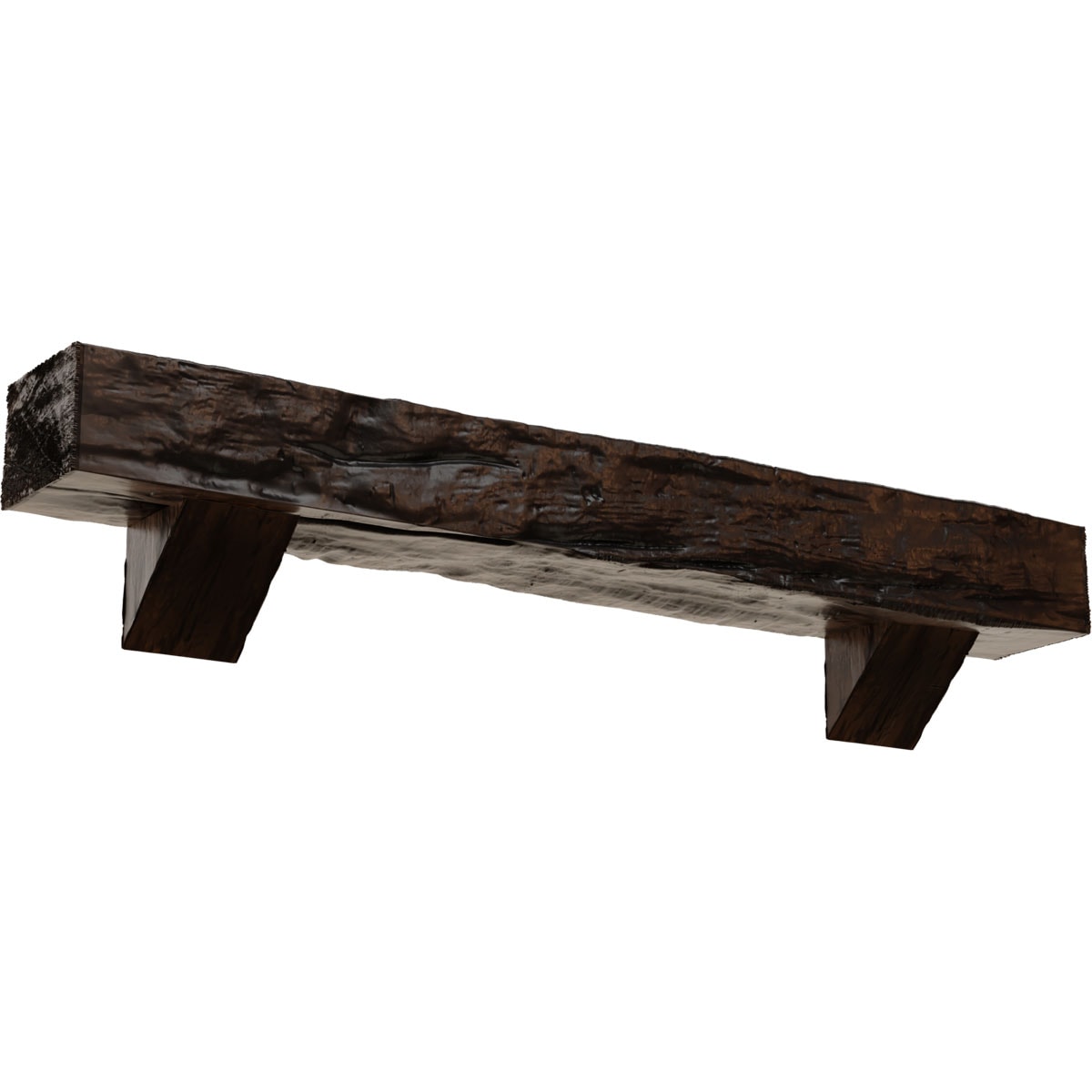 Ekena Millwork 72-in W x 4-in H x 4-in D Aged (Premium) Hollow Urethane Rustic Fireplace Mantel MANURW04X04X72BKZD