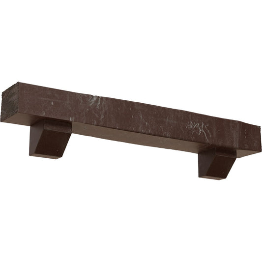 Ekena Millwork 84-in W x 4-in H x 8-in D Pecan (Aged) Hollow Urethane Rustic Fireplace Mantel MANUKP04X08X84ASAE