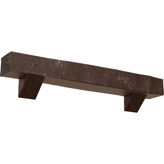 Ekena Millwork 36-in W x 6-in H x 6-in D Pecan (Aged) Hollow Urethane Rustic Fireplace Mantel MANUKP06X06X36BKAE