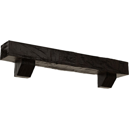 Ekena Millwork 60-in W x 8-in H x 10-in D Walnut (Premium) Hollow Urethane Rustic Fireplace Mantel MANUHH08X10X60ASZW