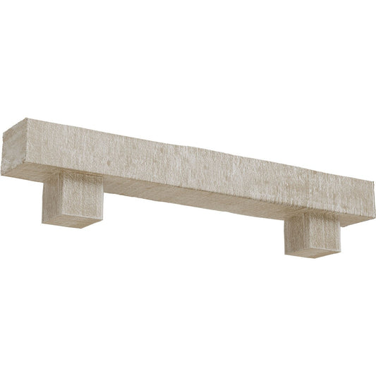 Ekena Millwork 36-in W x 8-in H x 12-in D White Washed Hollow Urethane Rustic Fireplace Mantel MANURC08X12X36AOWH