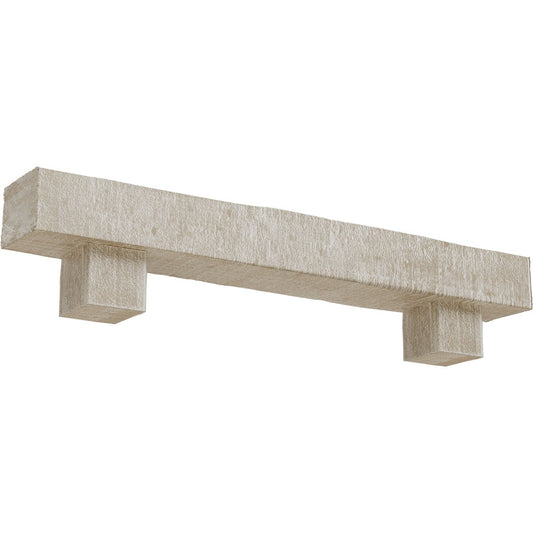 Ekena Millwork 48-in W x 8-in H x 12-in D White Washed Hollow Urethane Rustic Fireplace Mantel MANURC08X12X48AOWH