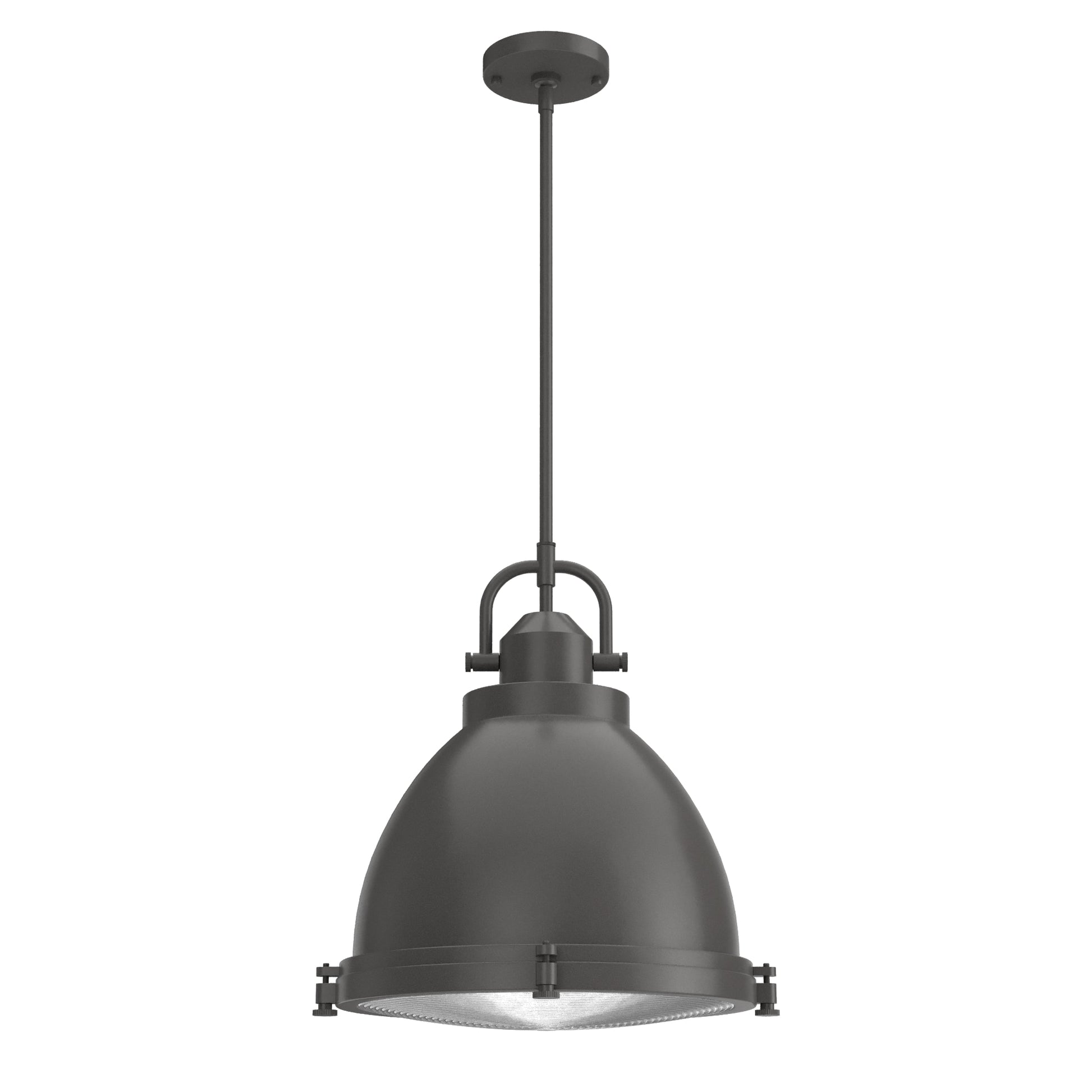 Hunter Bridgemoor 3 -Light Noble Bronze Industrial Ribbed glass Bell Medium Hanging Pendant light