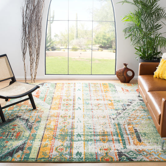 Safavieh Madison Rocan 12 x 15 (ft) Loomed Green/Orange Rectangular Indoor Distressed/Overdyed Bohemian/Eclectic Area rug