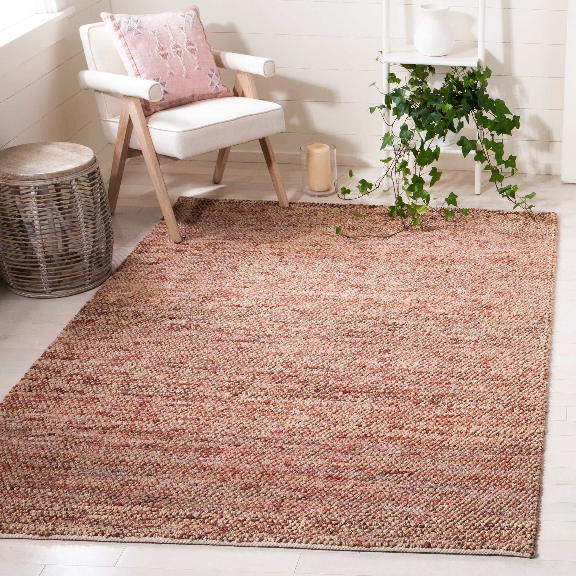 Safavieh Bohemian Maricica 8 x 10 (ft) Jute Natural/Pink Rectangular Indoor Distressed/Overdyed Farmhouse/Cottage Area rug