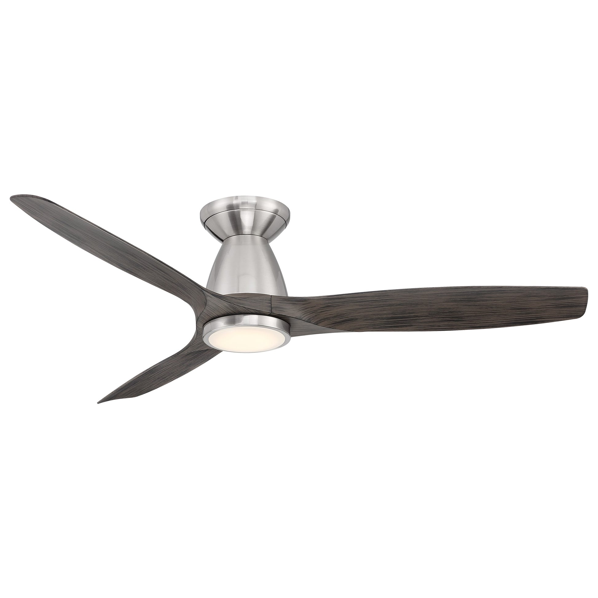 Modern Forms Skylark 54-in Brushed Nickel with Ebony Blades Integrated LED Indoor/Outdoor Flush Mount Smart Ceiling Fan with Light and Remote (3-Blade) FH-W2202-54L-BN/EB