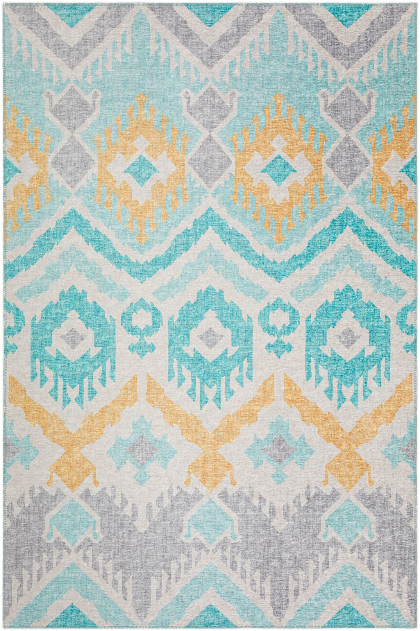 Addison Rugs Yuma 9 x 12 (ft) Aqua Rectangular Indoor/Outdoor Ikat Moroccan Area rug