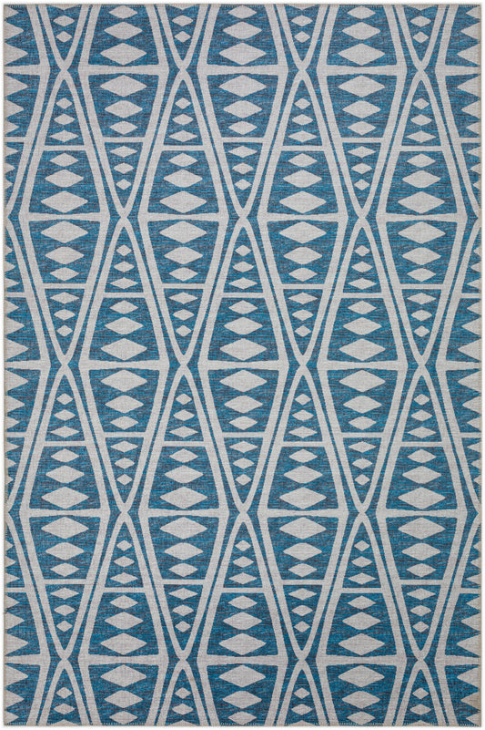 Addison Rugs Yuma 8 x 10 (ft) Blue Rectangular Indoor/Outdoor Geometric Moroccan Area rug