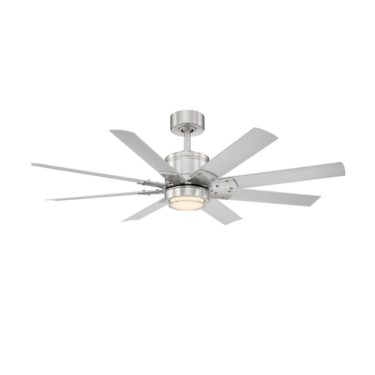 Modern Forms Renegade 52-in Brushed Nickel with Titanium Blades Integrated LED Indoor/Outdoor Smart Ceiling Fan with Light and Remote (8-Blade) FR-W2001-52L-BN/TT
